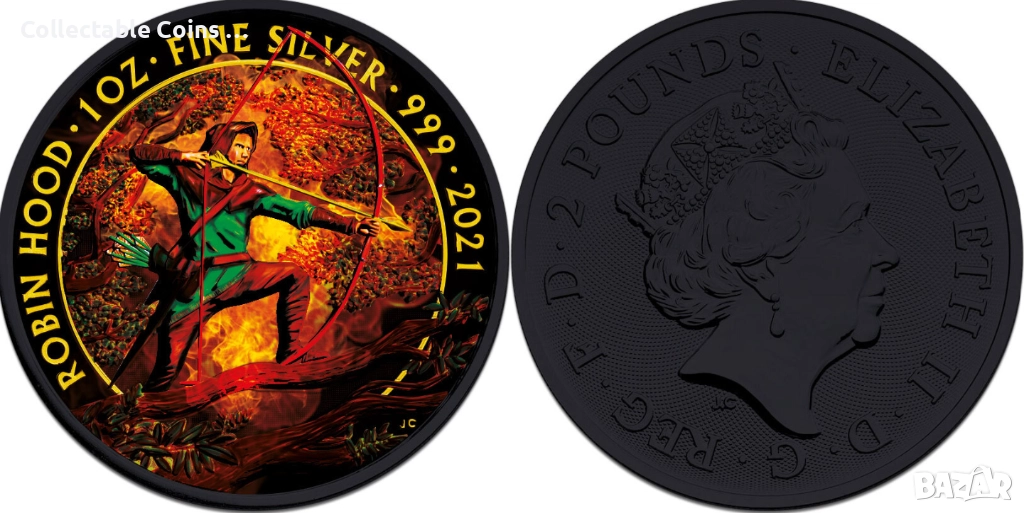 сребърна монета 1 oz робих худ 2021 тираж 100 броя , снимка 1