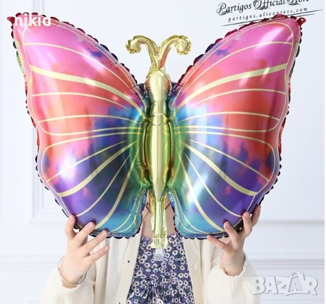 Голяма шарена Пеперуда фолио фолиев балон хелий и въздух, снимка 1