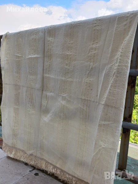 Кенарена покривка за легло с ресни, снимка 1