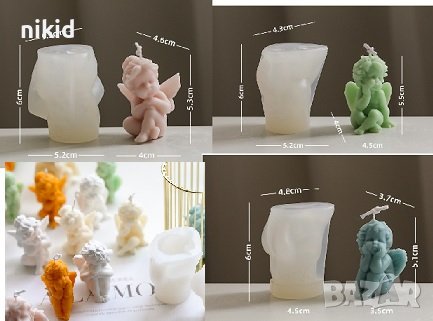 3D Ангел в 4 пози силиконов молд форма калъп фондан гипс смола свещ сапун пита декор, снимка 1