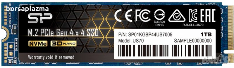 SOLID STATE DRIVE (SSD) SILICON POWER US70 M.2-2280 PCIE GEN 4X4 NVME 1TB, снимка 1