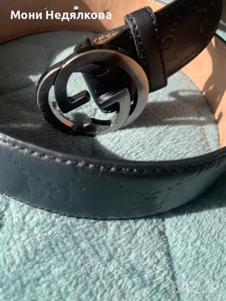 НОВ! Дамски колан на марка Гучи/ Gucci, еднолицев, черен, естествена кожа, снимка 1