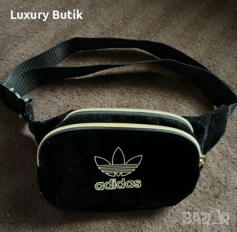 адидас чантичка за кръст черно и златисто кадифе, снимка 1