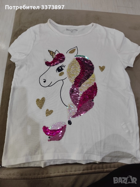 Детска тениска за момиче с пайети , снимка 1