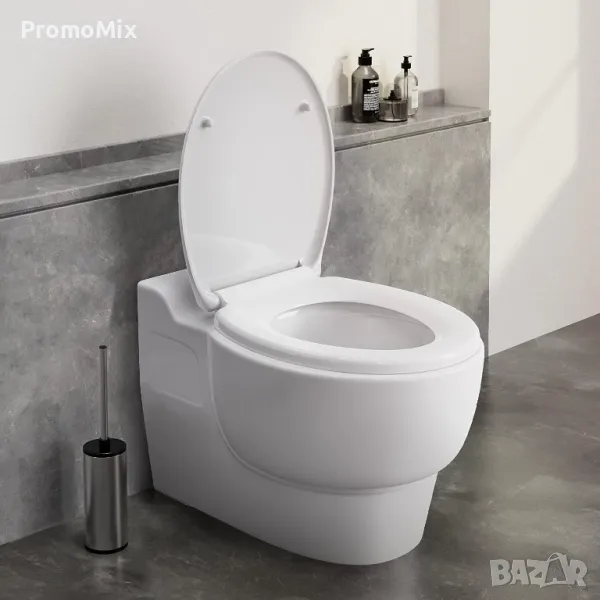 Тоалетна седалка с капак Pipishell PIBTC01 дъска за тоалетна чиния плавно затваряне WC чиния, снимка 1