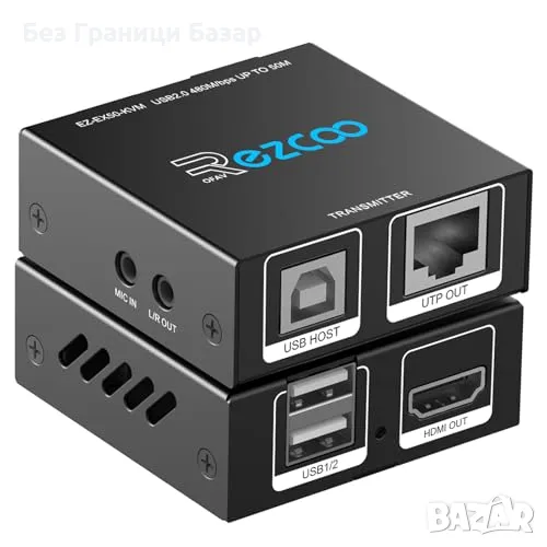 Нов HDMI USB Cat6 KVM Удължител 1080P 60Hz, 50м, HDR, PoE, Без Лаг, снимка 1