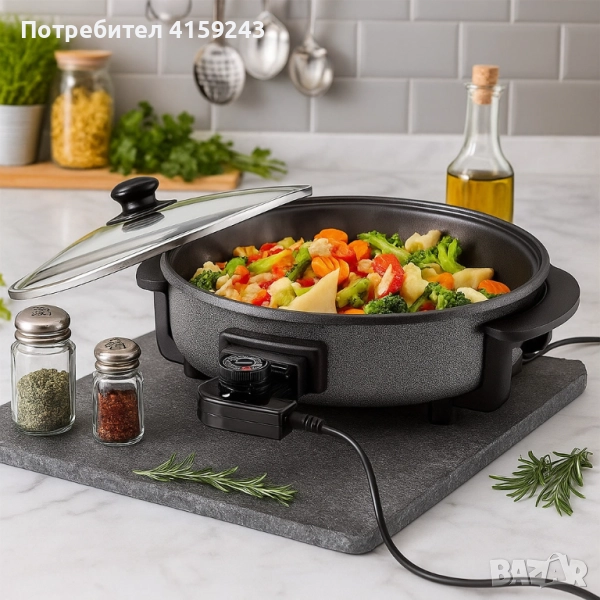 Многофункционален преносим електрически тиган Royalty Line RL-PP18214 - 42см, снимка 1