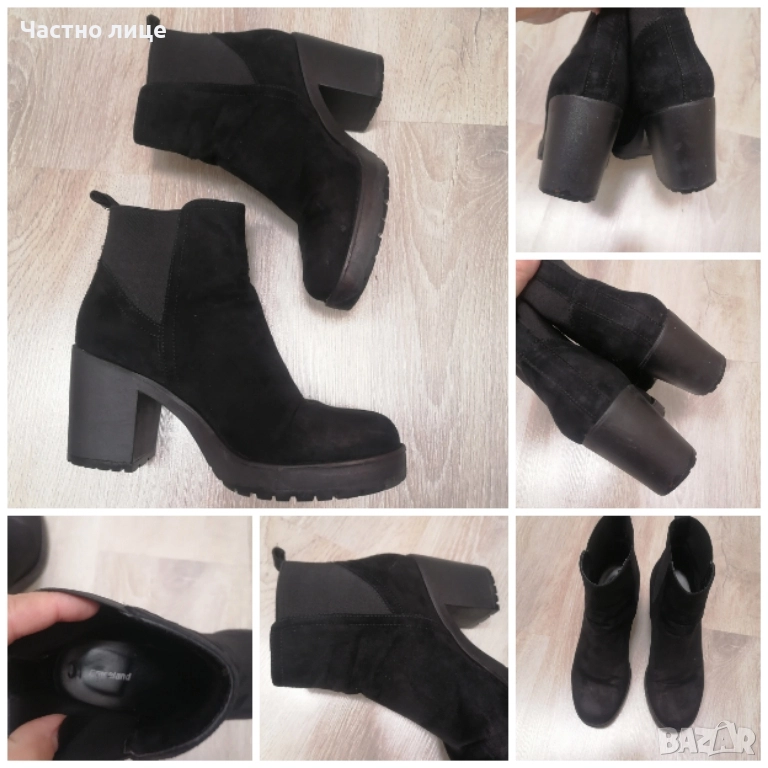 38н.Дамски боти велур, стелка 25 см, ток 8 см , снимка 1