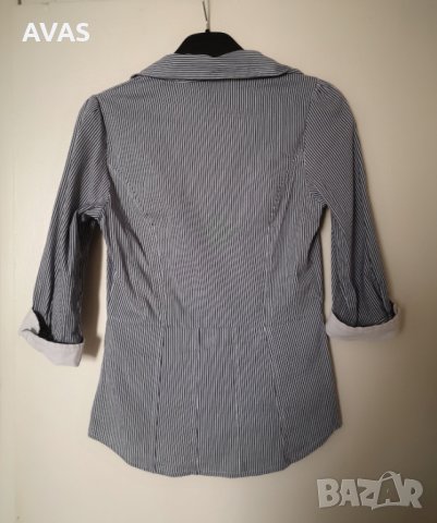 Нова риза H&M синя бяла райе 3/4 S размер, снимка 2 - Ризи - 33272149
