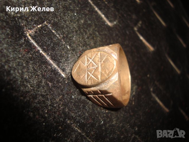 СТАРИНЕН РЪЧНО ИЗРАБОТЕН и ОРНАМЕНТИРАН МАСИВЕН БРОНЗОВ КЛАСИЧЕСКИ СТИЛ ПРЪСТЕН УНИКАТ 21709, снимка 13 - Антикварни и старинни предмети - 32552936