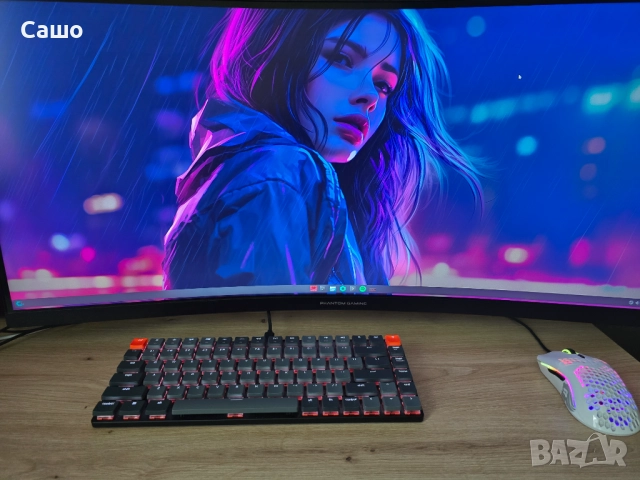 Монитор ASRock Phantom Gaming 34" 2к Widescreen Curved VA 165hz, снимка 2 - Монитори - 52591763