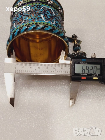 RRR. Сребърен 88 подстакан,изработен от руски ювелир( И.П.Хлебников поставчик императорского двора), снимка 18 - Антикварни и старинни предмети - 52826483