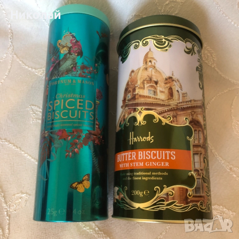 Метални кутии за бисквити Harrods и Fortnum & Mason, нови, празни, подходящи за колекция и декорация