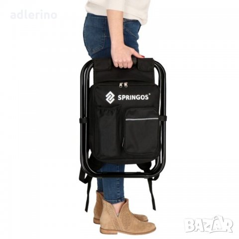 Къмпинг сгъваем стол с вградена раница 42,5х36х28 см, черен , мултифункционално столче, къмпинг рани, снимка 5 - Градински мебели, декорация  - 34381099