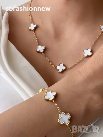 Van Cleef гердан с 5 детелинки, снимка 4 - Колиета, медальони, синджири - 53251382