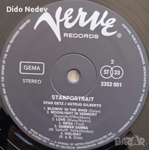 Грамофонна Плоча (Stan Getz / Astrud Gilberto - Starportrait), снимка 4 - Грамофонни плочи - 51945994