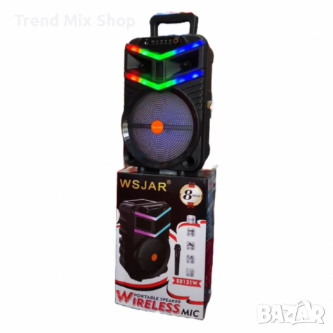 Преносима безжична тонколона с мощен звук и LED ефекти WSJAR E8131W, снимка 7 - Тонколони - 51643055