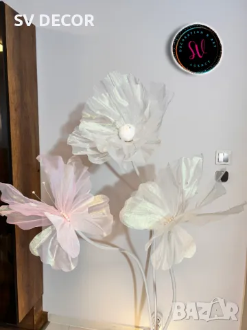 Цветя от Креп хартия и Органза / Цена за брой, снимка 11 - Декорация за дома - 49634156