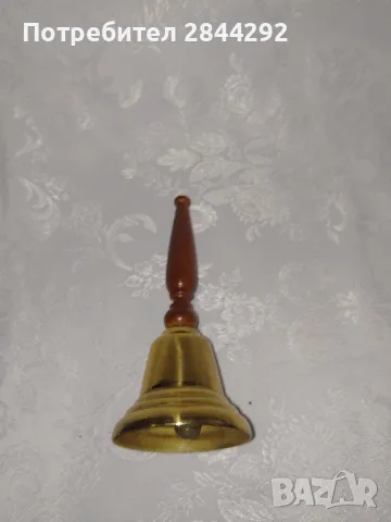Стара Бронзова Камбана, Звънец  с дървена дръжка, снимка 6 - Декорация за дома - 49784758