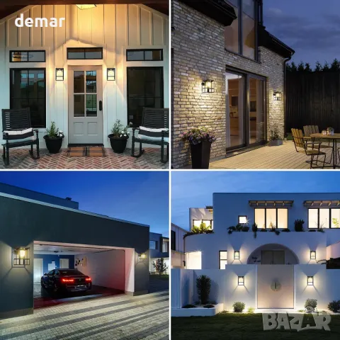 YACAISI Соларни LED осветителни тела за веранда на открито със сензор за движение, 2 броя, черни, снимка 5 - Соларни лампи - 49513980