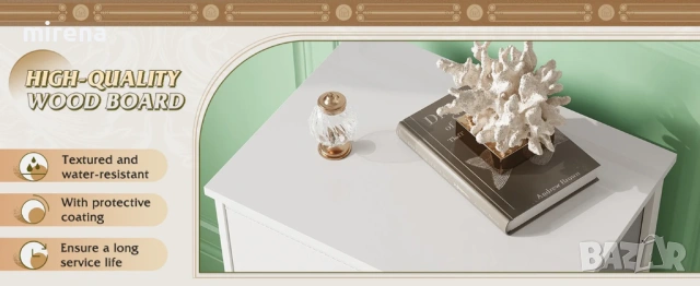 WLIVE Минималистично нощно шкафче с 3 чекмеджета и плат, снимка 3 - Шкафове - 53298761