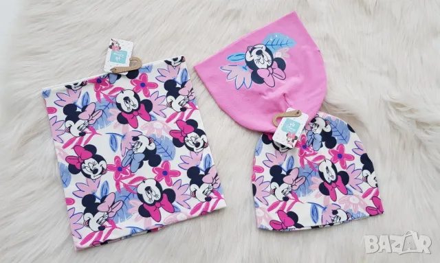 Детски шапки и шал Мини Маус 6-12 месеца, снимка 2 - Бебешки шапки - 49343629