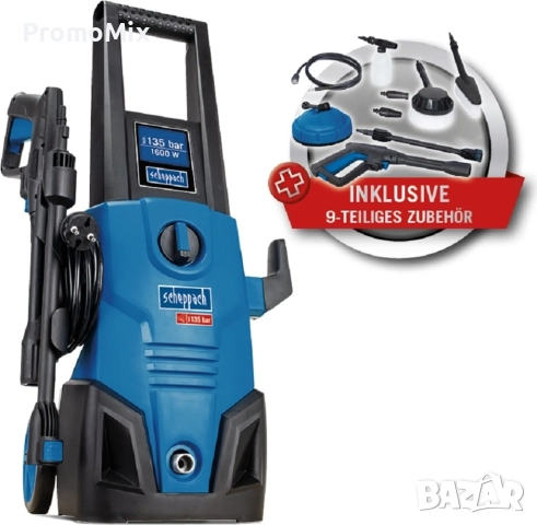 Водоструйка Scheppach HCE1600 1600W 135bar 408лч, снимка 9 - Парочистачки и Водоструйки - 52463246