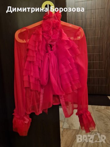 Дамска Червена Риза с воали, снимка 2 - Ризи - 40050181