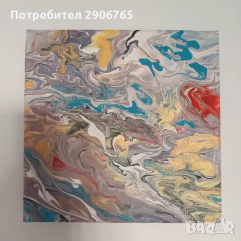 Картина авторска акрил 25/25см, снимка 8 - Картини - 47805172