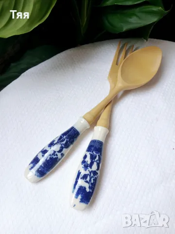 Прибори за сервиране с порцеланови дръжки , снимка 2 - Прибори за хранене, готвене и сервиране - 47870179