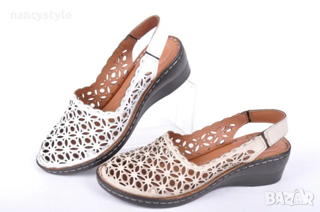 СЕЗОН'25! Дамски сандали от естествена кожа ниска платформа, снимка 1