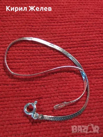 НЕЖНА ЛЕНТОВИДНА МАРКОВА СРЕБЪРНА ГРИВНА СРЕБРО 925 K. C ITALY с БЯЛА ПОЗЛАТА 20965, снимка 15 - Гривни - 49605949