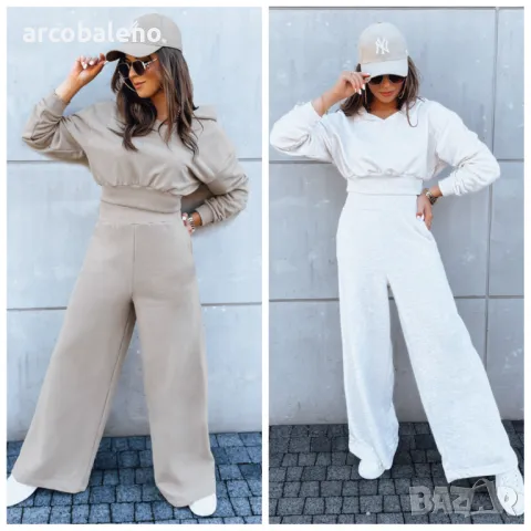Дамски комплект от две части широки панталони и суичър MINALIA, 2цвята 
