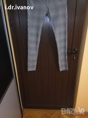 кариран еластичен клин панталон, снимка 2 - Панталони - 28182799