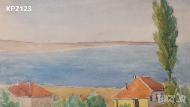 СТАРА КАРТИНА ПЕЙЗАЖ АКВАРЕЛ, снимка 5 - Картини - 29074934