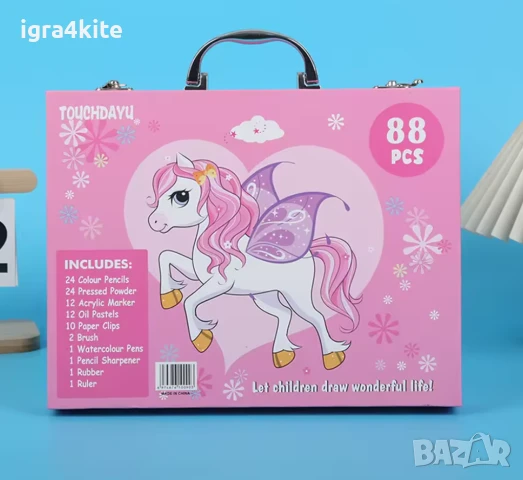 Луксозни комплекти за момче и момиче с 88 бр. рисуване и оцветяване с метална рамка и закопчалки, снимка 6 - Рисуване и оцветяване - 51344183