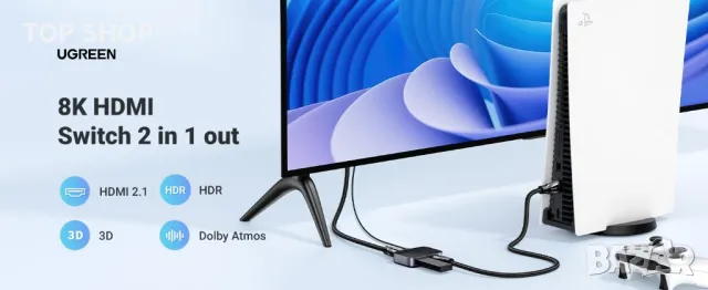 Ugreen HDMI 4K@120Hz, 8K@60Hz превключвател 2 в 1 изход, снимка 9 - Аксесоари - 48477812