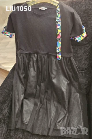 Черна РОКЛЯ  с тюл L/ XL, снимка 2 - Рокли - 50601355