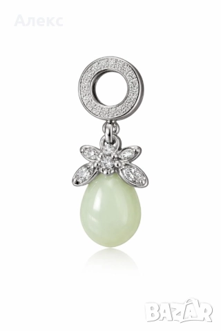 Сребърно колие със светеща светулка, снимка 2 - Колиета, медальони, синджири - 52852442