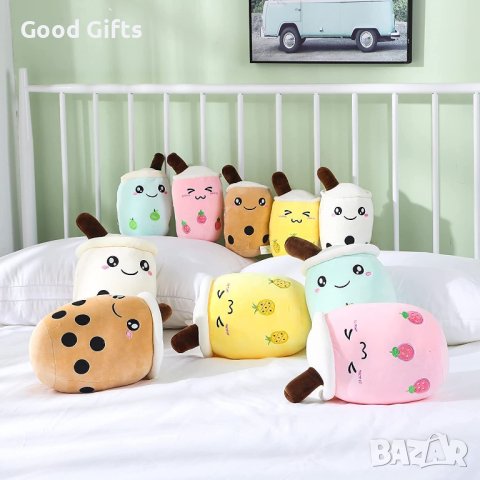 Сладка голяма плюшена възглавница Bubble Tea за деца