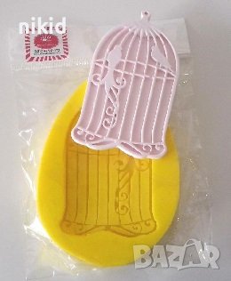 Клетка кафез с птички папагали силиконов молд форма калъп фондан гипс