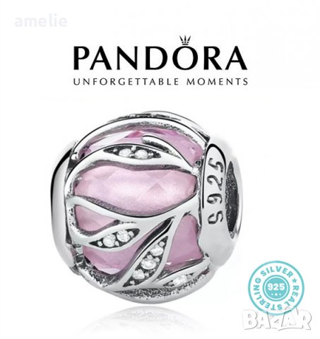 Намаление -20%! Талисман Пандора Pandora сребро 925 Pink Radiance. Колекция Amélie, снимка 1 - Гривни - 38576703