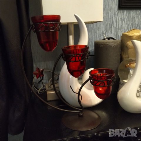 Свещник желязо и стъкло, снимка 4 - Декорация за дома - 38868754