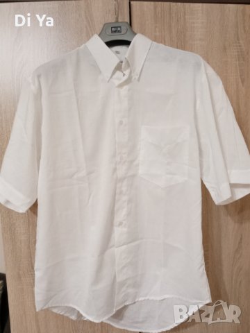 Бяла риза с къс ръкав ,размер 40, снимка 1 - Ризи - 34600839