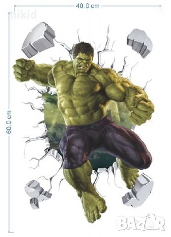 Хълк Hulk чупи стена стикер за стена лепенка самозалепващ за детска стая, снимка 2 - Други - 32948953