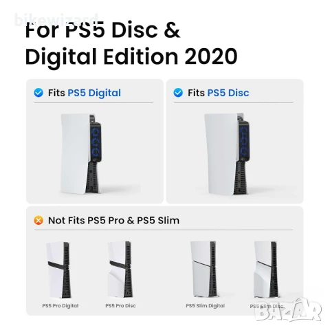 KIWIHOME PS5 вентилатор за охлаждане с LED, автоматична скорост, USB 3.0 хъбове НОВ, снимка 4 - Аксесоари - 50731181