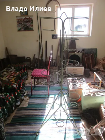 Цветарник метален от ковано желязо за 9 саксии, снимка 3 - Саксии и кашпи - 32473560