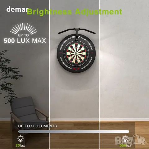 STASUN LED дартборд, сгъваема система за осветление на дартс, регулируем ъгъл и яркост, снимка 6 - Дартс - 49516418