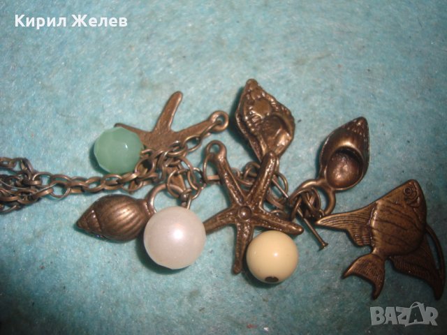 МЕСИНГОВА МОДНА ОГЪРЛИЦА с ФИГУРАЛНИ АРТ ВИСУЛКИ и ФАСЕТИРАН МИНЕРАЛ 25175, снимка 4 - Колиета, медальони, синджири - 35307981