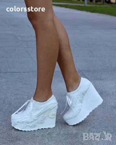 Обувки на платформа - бели - 710-17, снимка 2 - Дамски елегантни обувки - 49808077